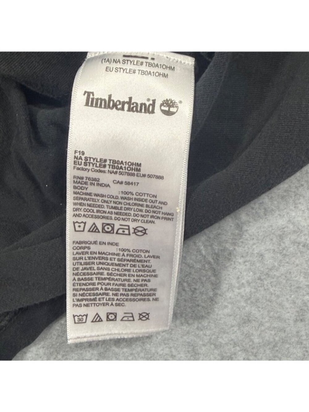 Timberland Men’s Long Sleeve Logo Graphic T-Shirt Black Orange Size Large L Cott - Picture 6 of 8